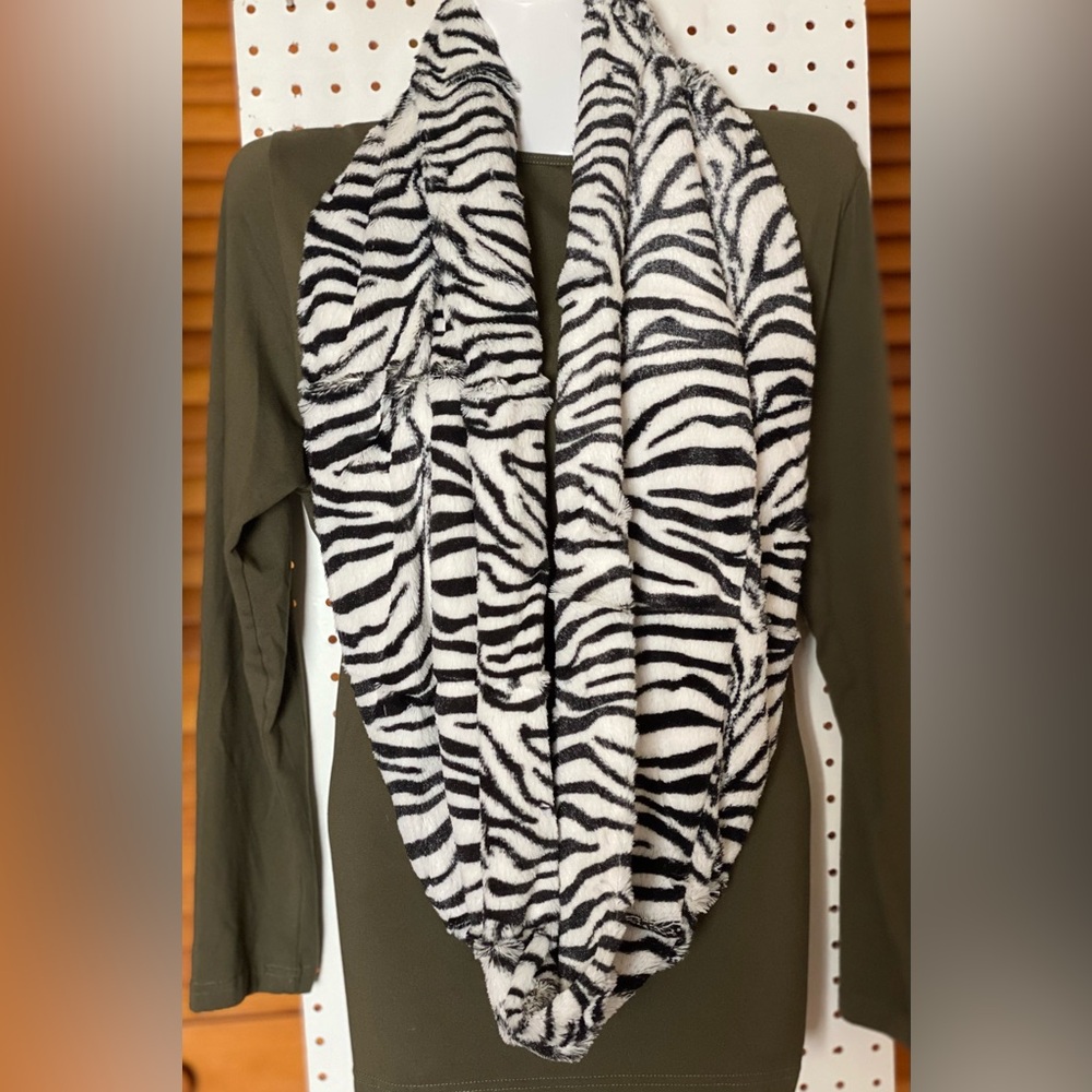 Zebra Print Infinity Faux Scarf